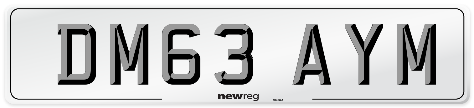 DM63 AYM Number Plate from New Reg